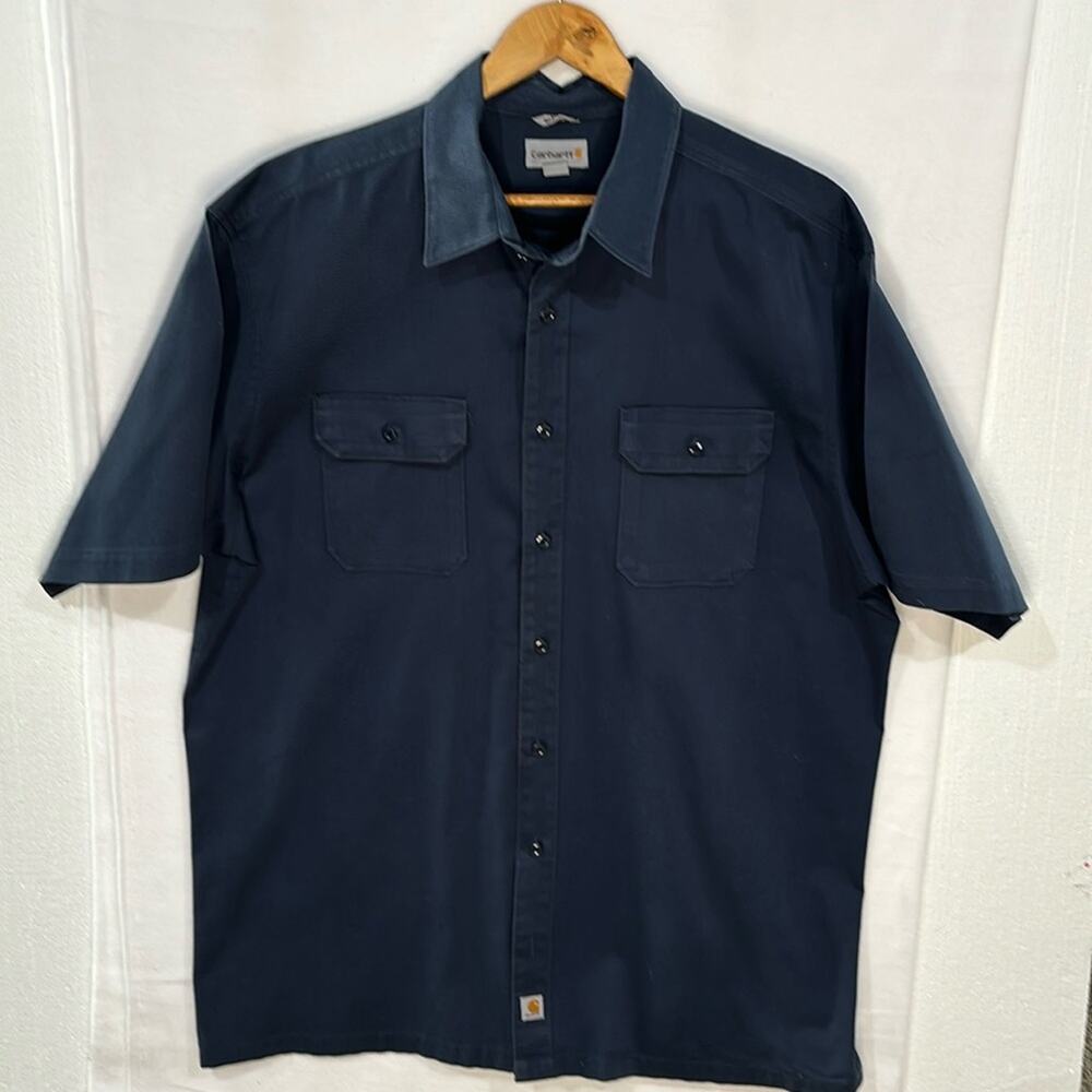Carhartt Short Sleeve Relaxed Fit Button Down Shirt 2Front Patch Pockets Sz 2XL